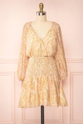 Freela | Short Paisely Patterned V-Neck Dress