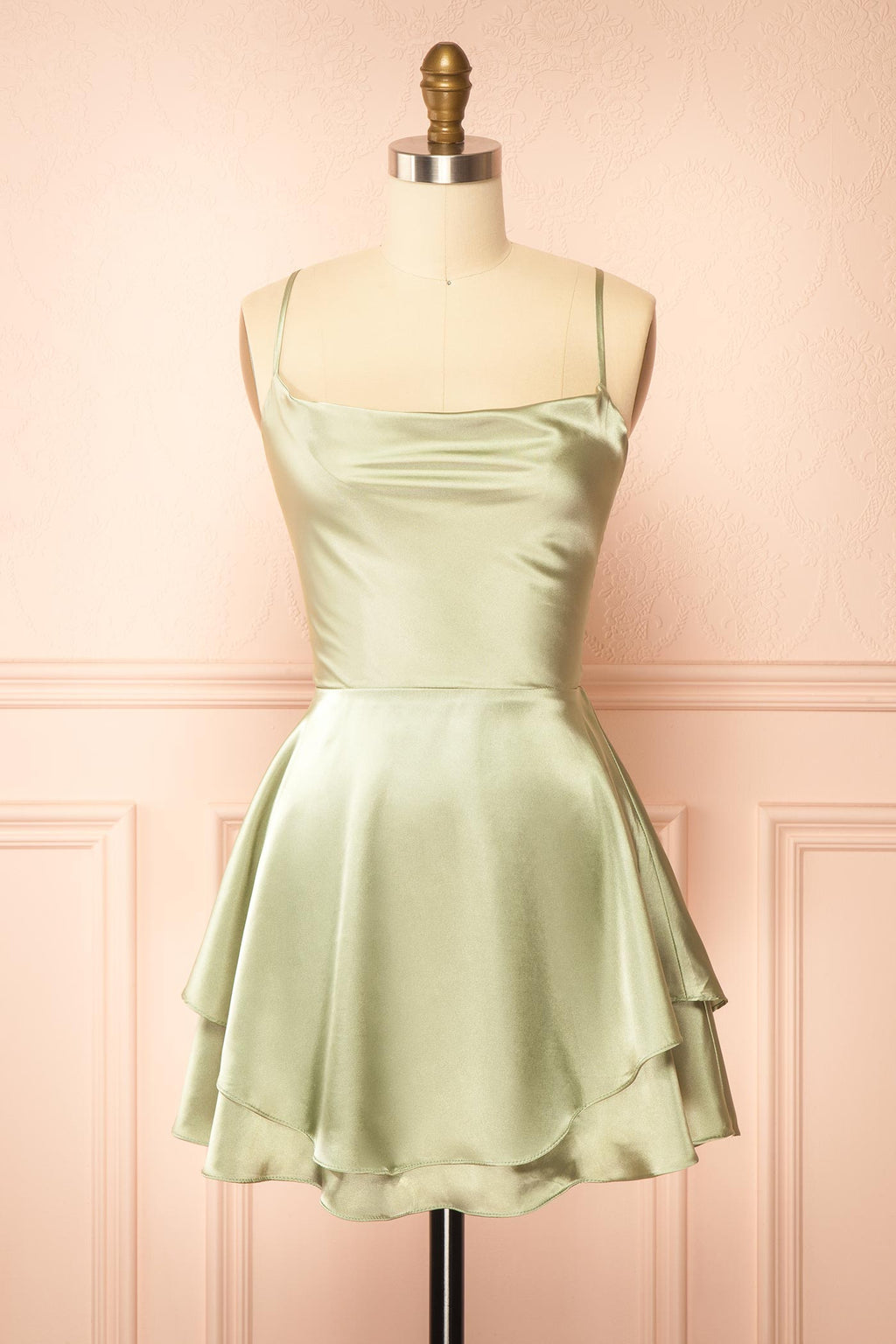 Ellya Sage | Satin Short Dress with Lace-Up Back
