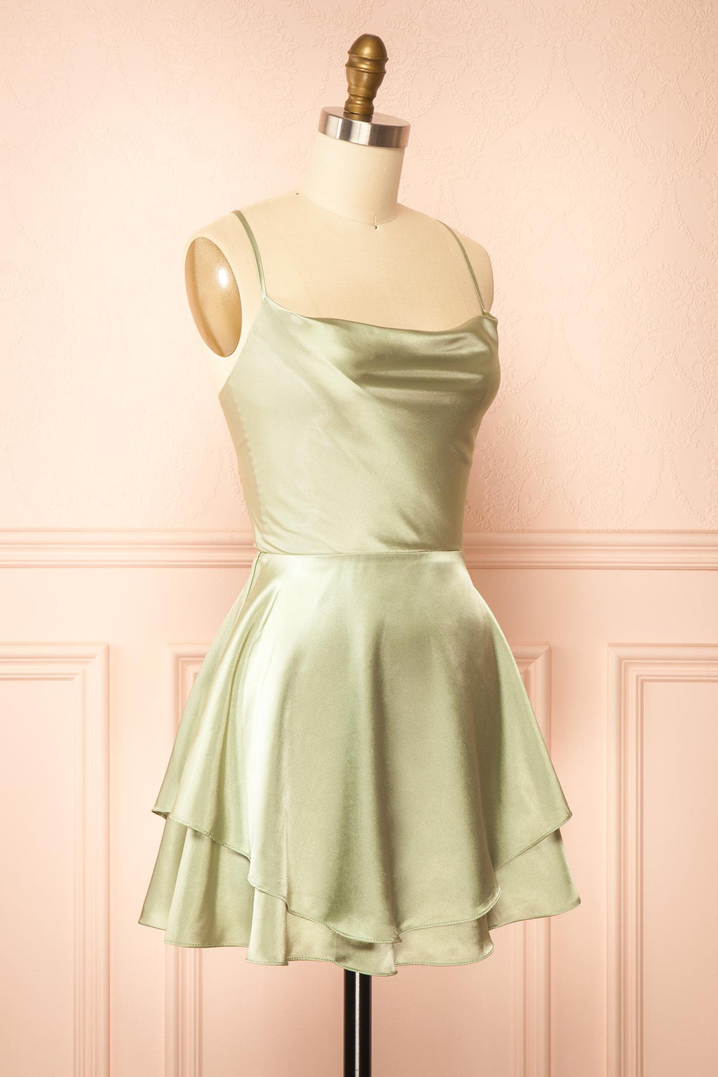 Ellya Sage | Satin Short Dress with Lace-Up Back