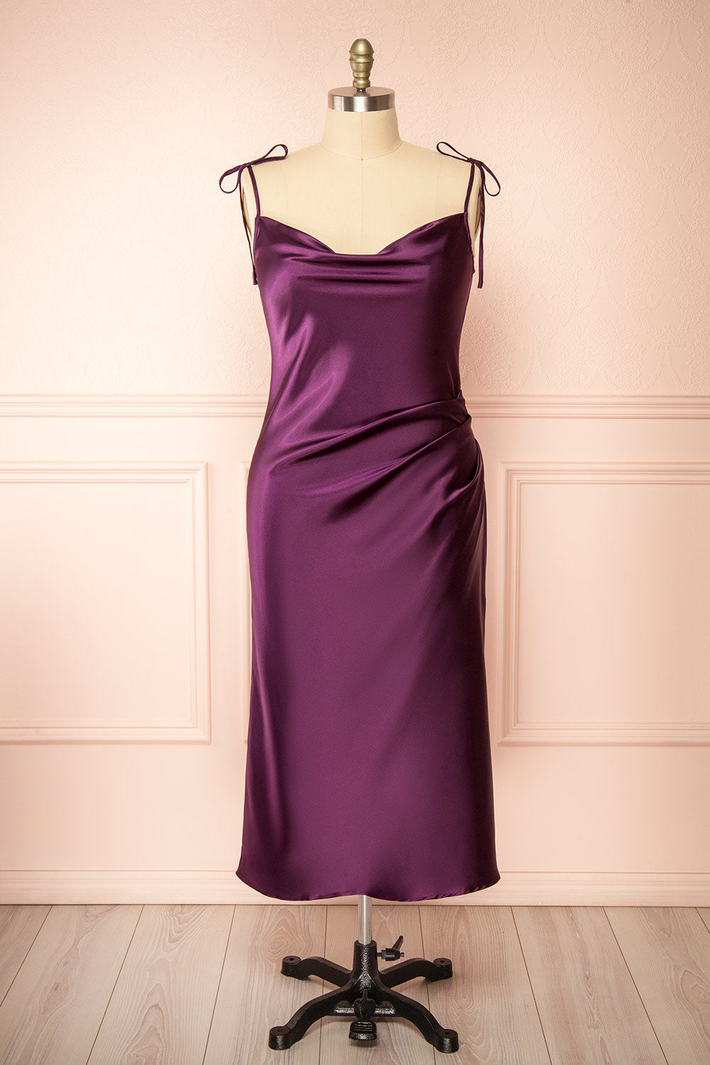 Elyse Purple | Cowl Neck Midi Dress