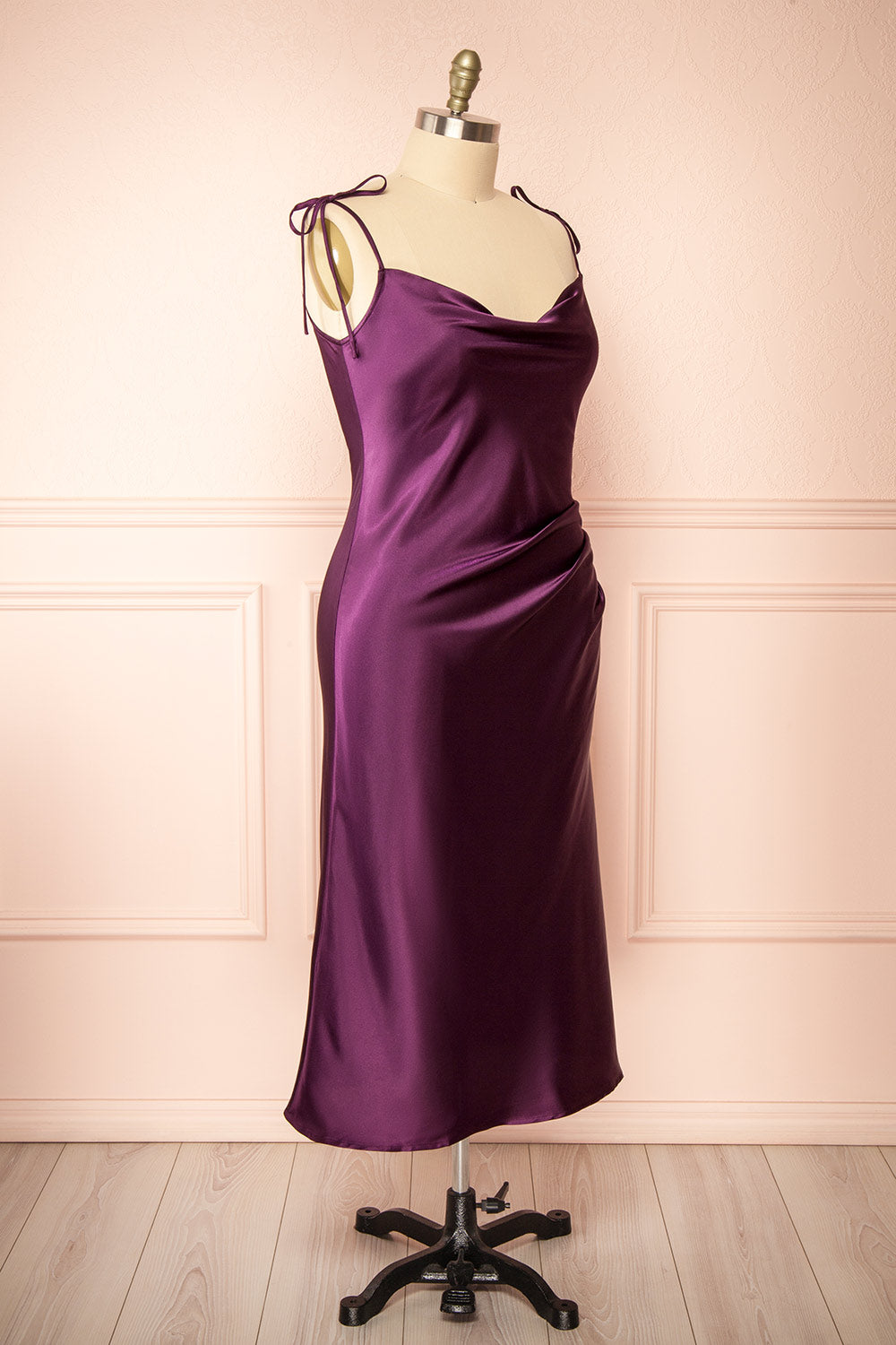 Elyse Purple | Cowl Neck Midi Dress