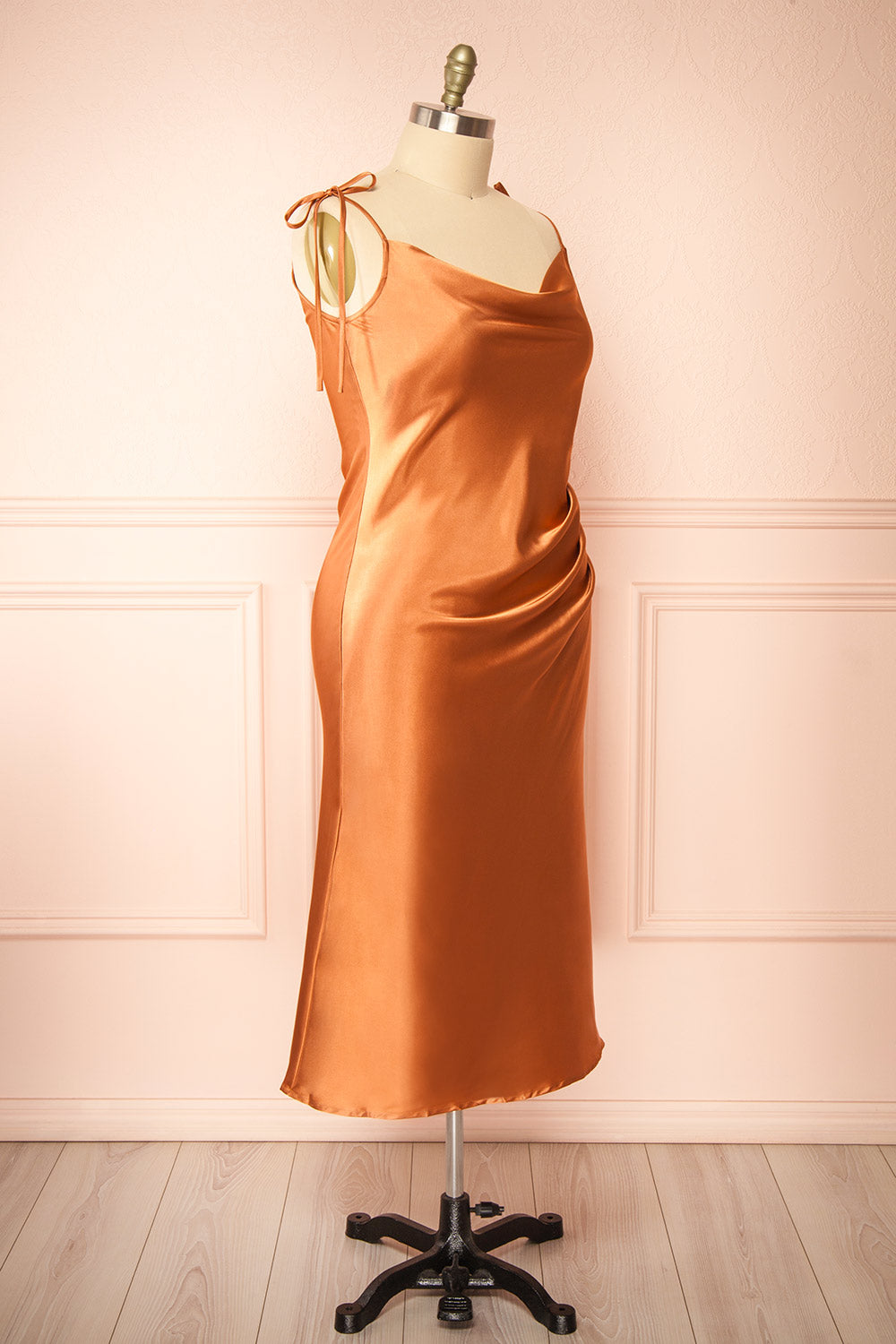 Elyse Rust | Cowl Neck Midi Dress