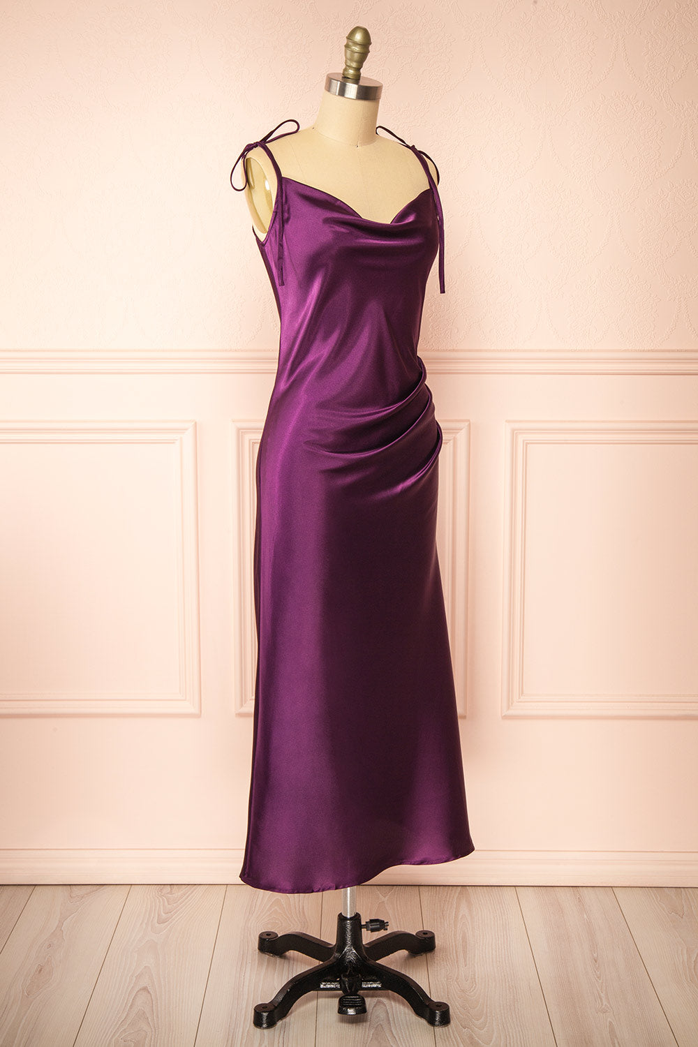 Elyse Purple | Cowl Neck Midi Dress