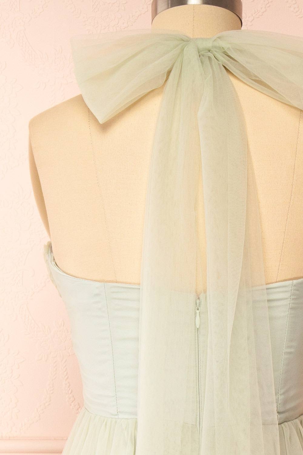 Emberly | Sage Tulle Dress w/ Halter Neck