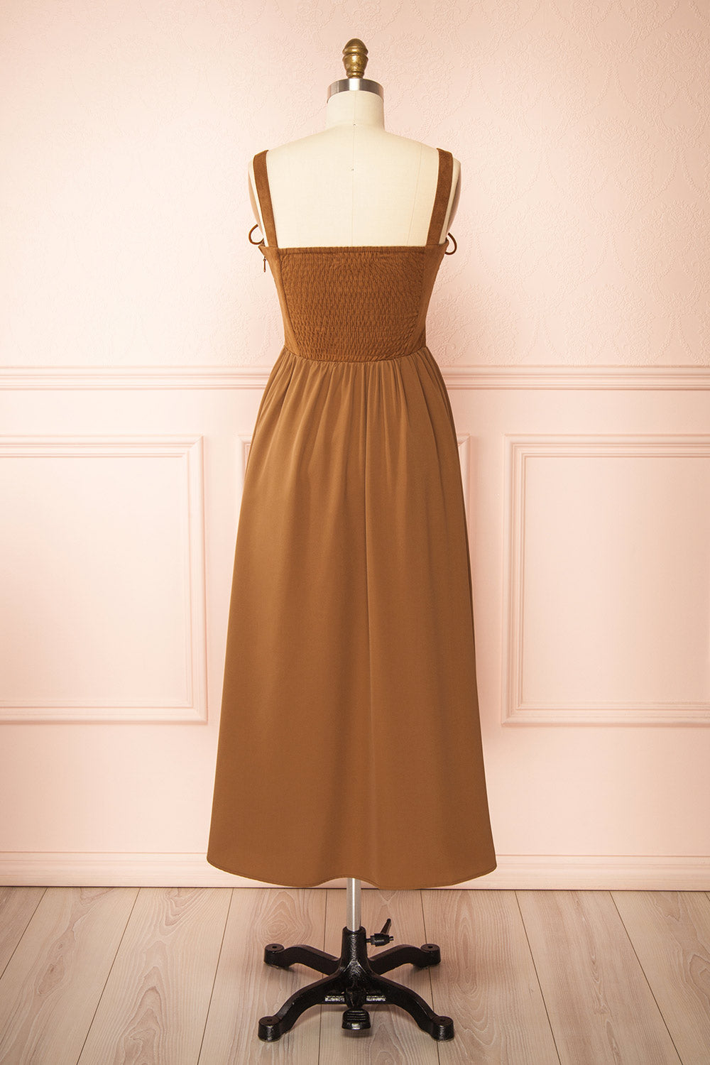 Esma Caramel | Faux Suede Corset Dress