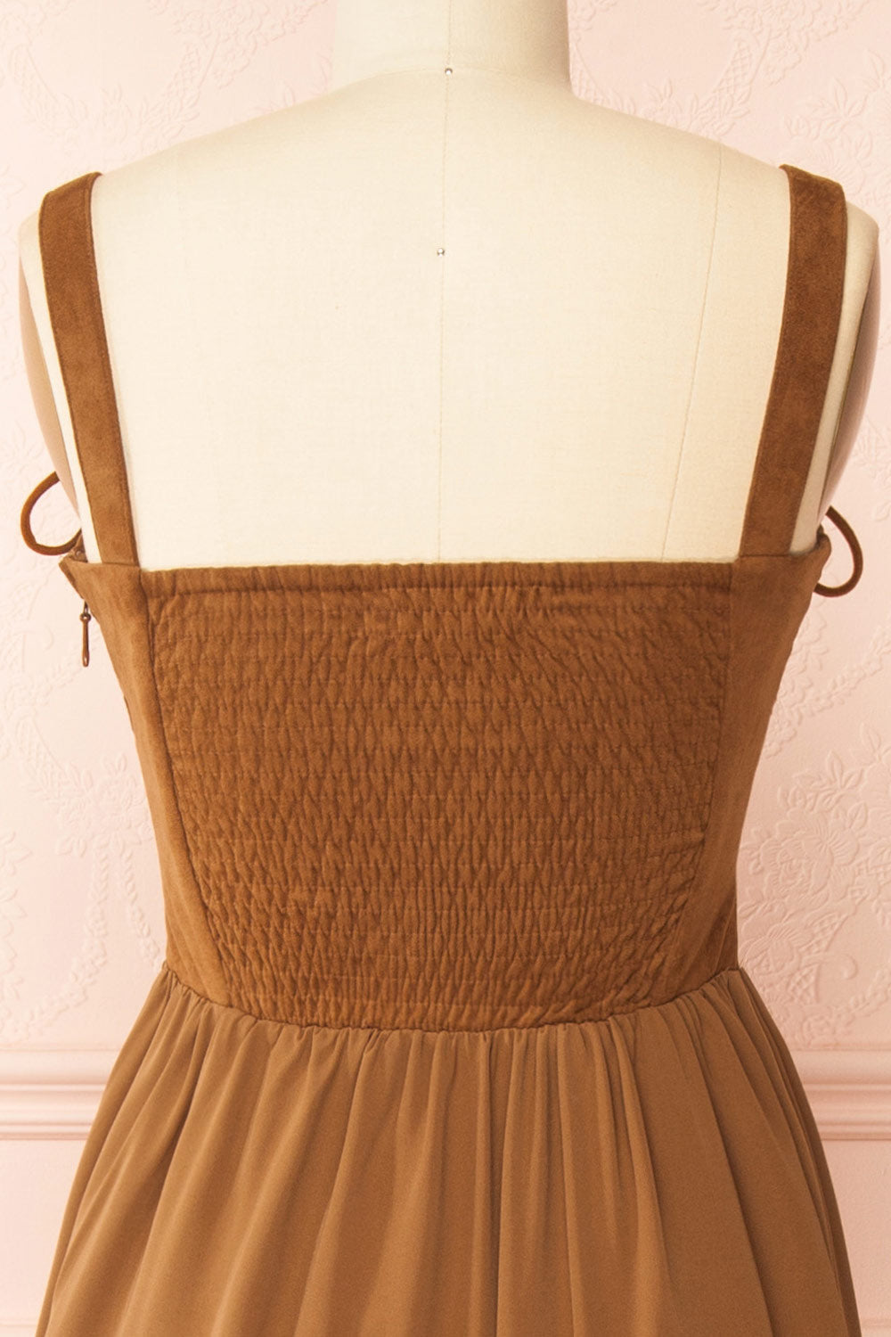 Esma Caramel | Faux Suede Corset Dress