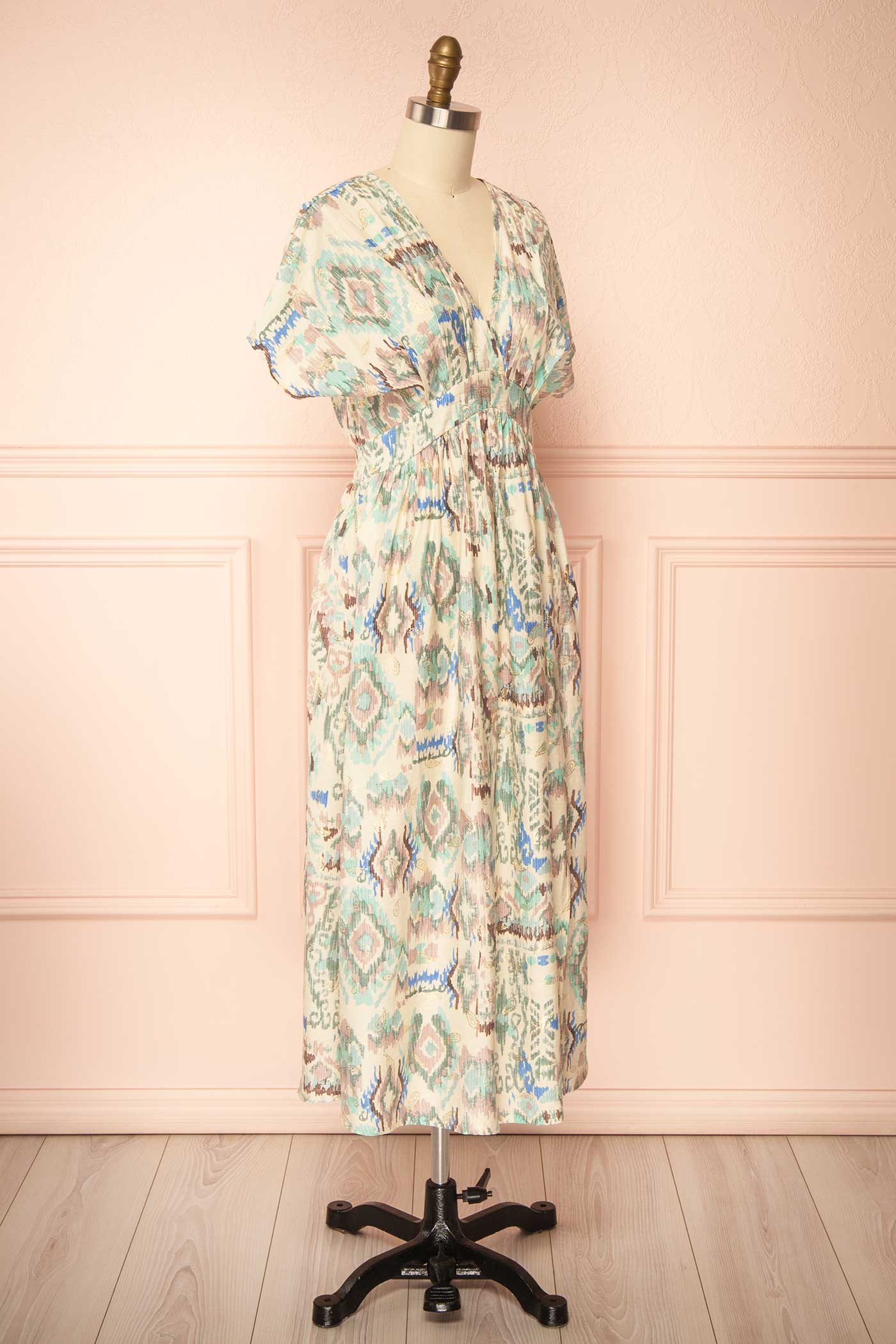 Eucharis | Midi Dress with Ethnic Pattern