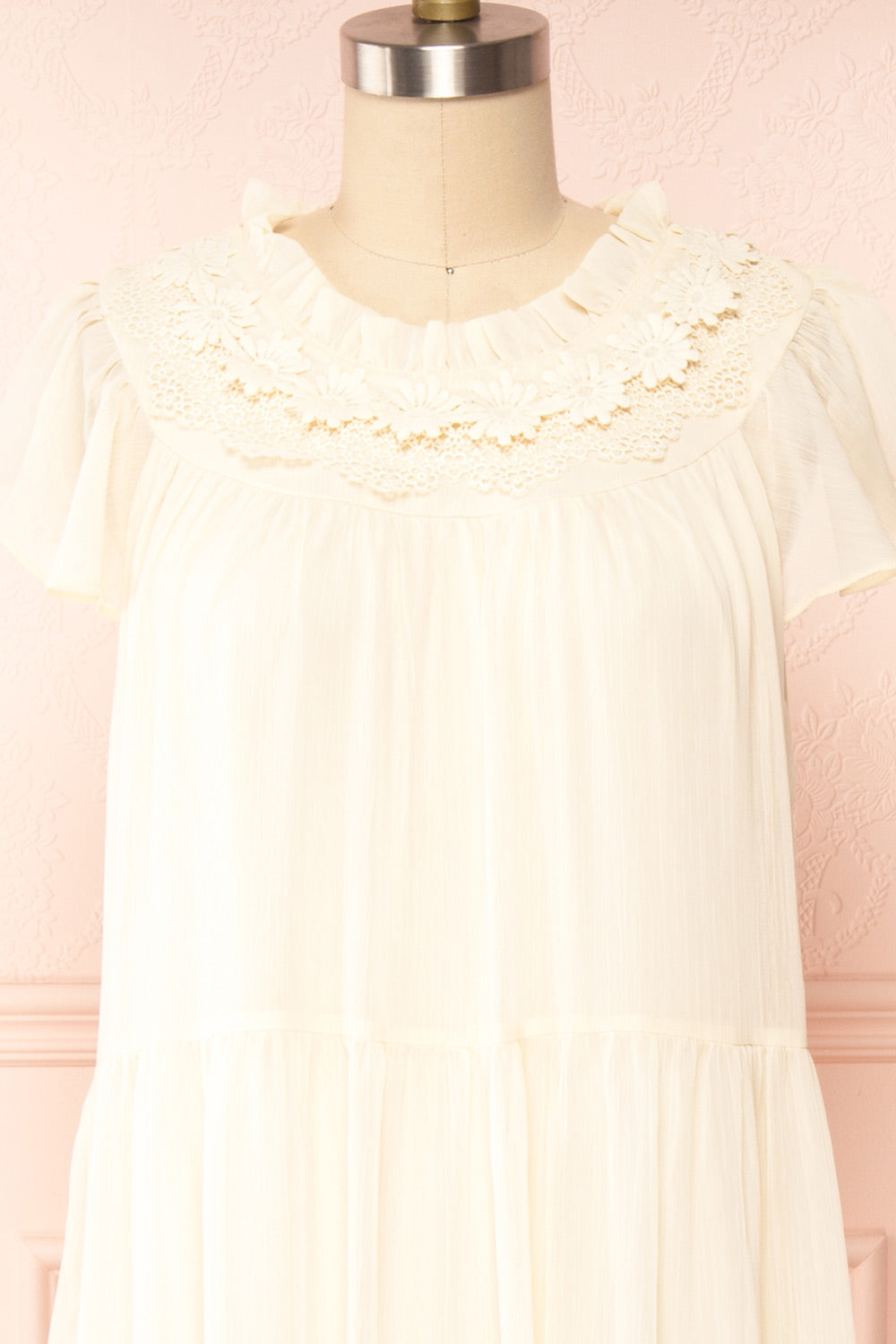 Eudoxia | Shift Midi Dress w/ Embroidered Collar
