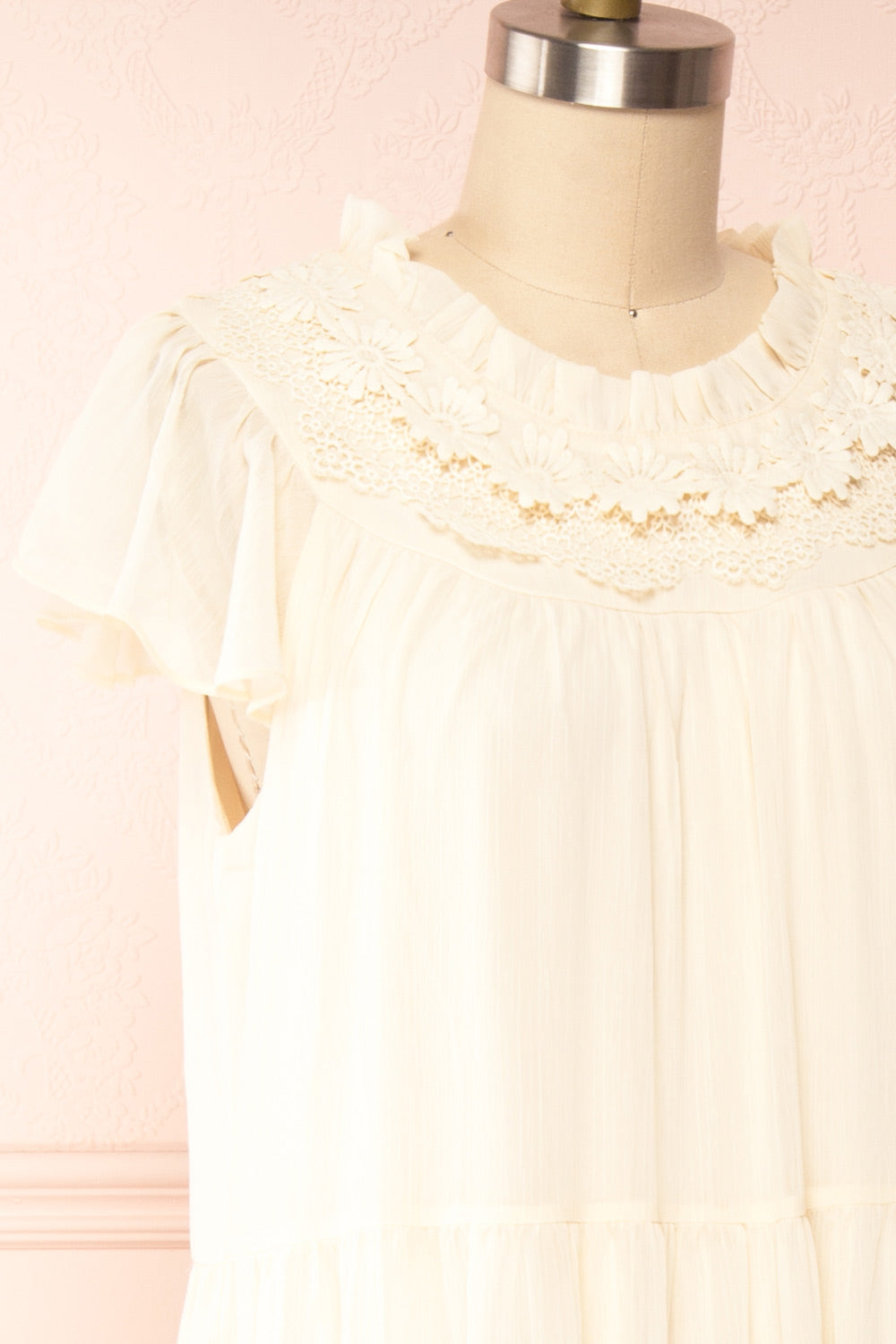 Eudoxia | Shift Midi Dress w/ Embroidered Collar