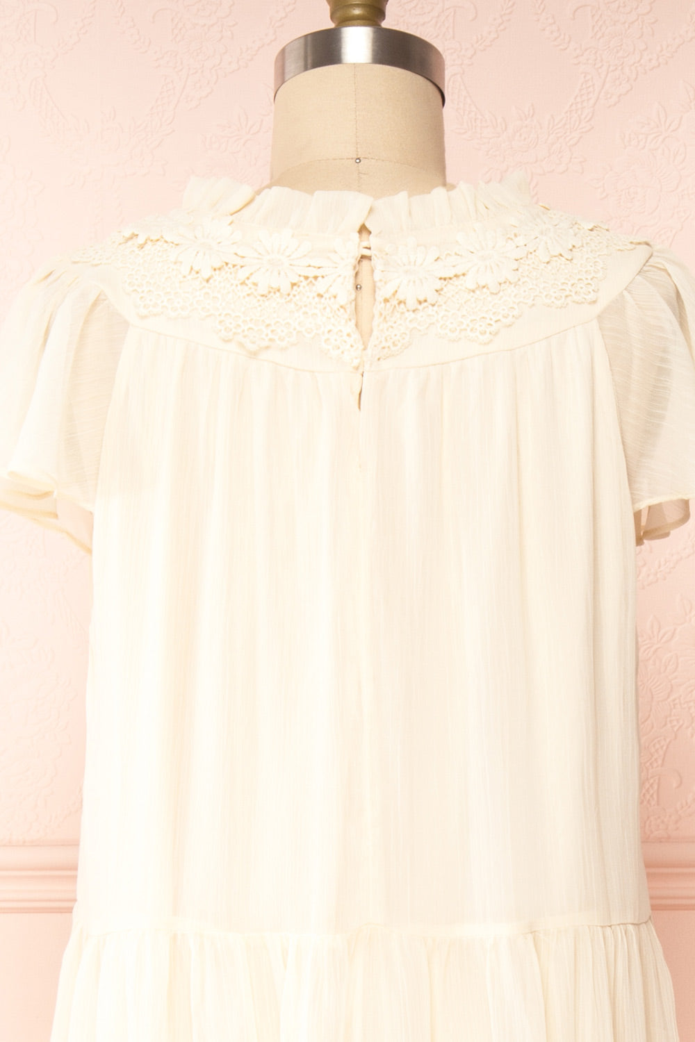Eudoxia | Shift Midi Dress w/ Embroidered Collar