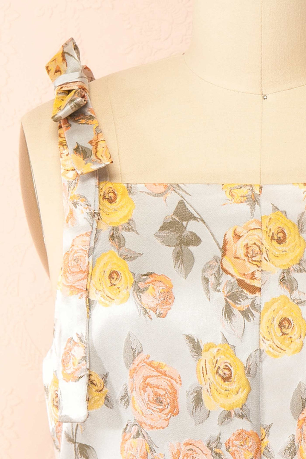 Evanna | Grey Floral Jacquard Short Dress