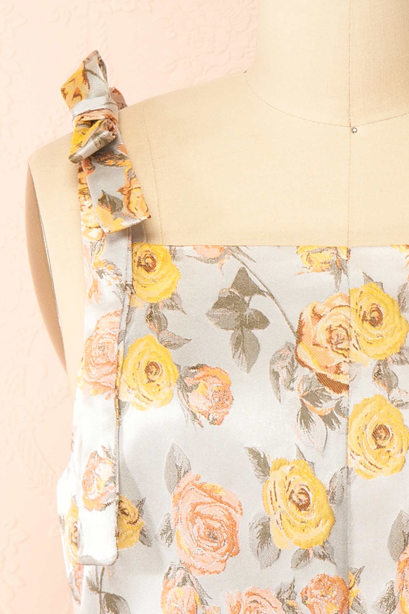 Evanna | Grey Floral Jacquard Short Dress