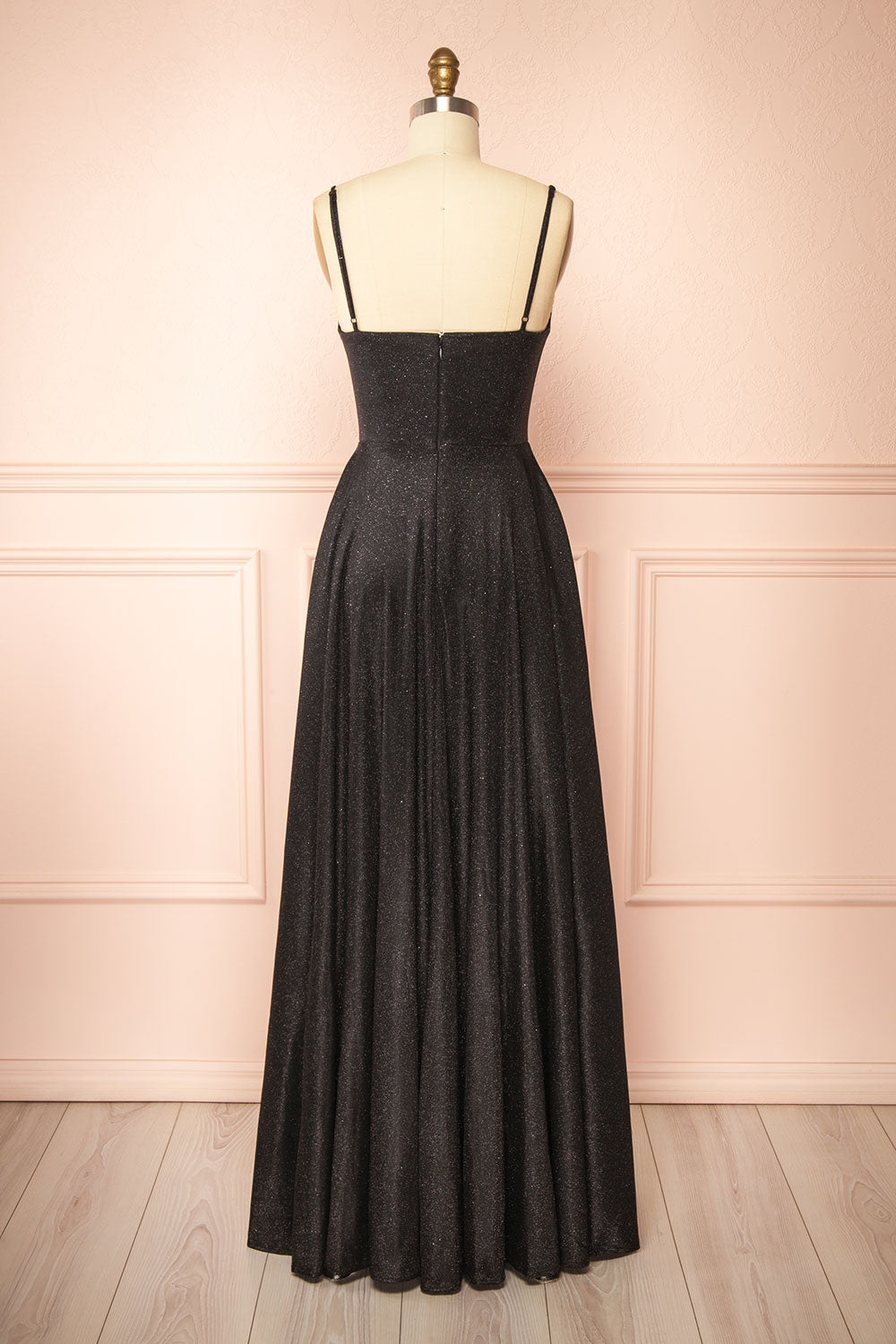 Fadia Black | Sparkly Maxi Dress w/ Slit and Pockets