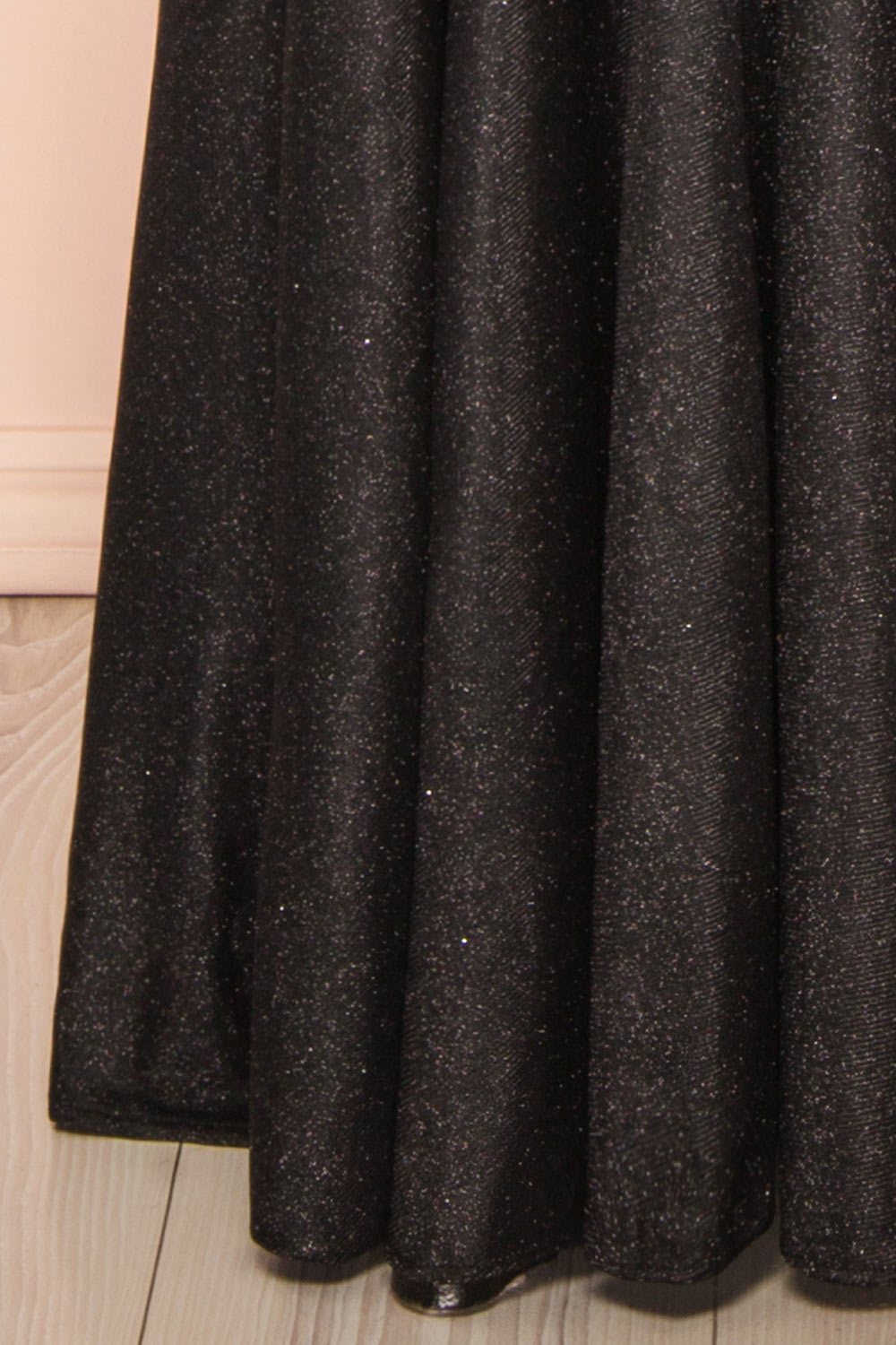 Fadia Black | Sparkly Maxi Dress w/ Slit and Pockets