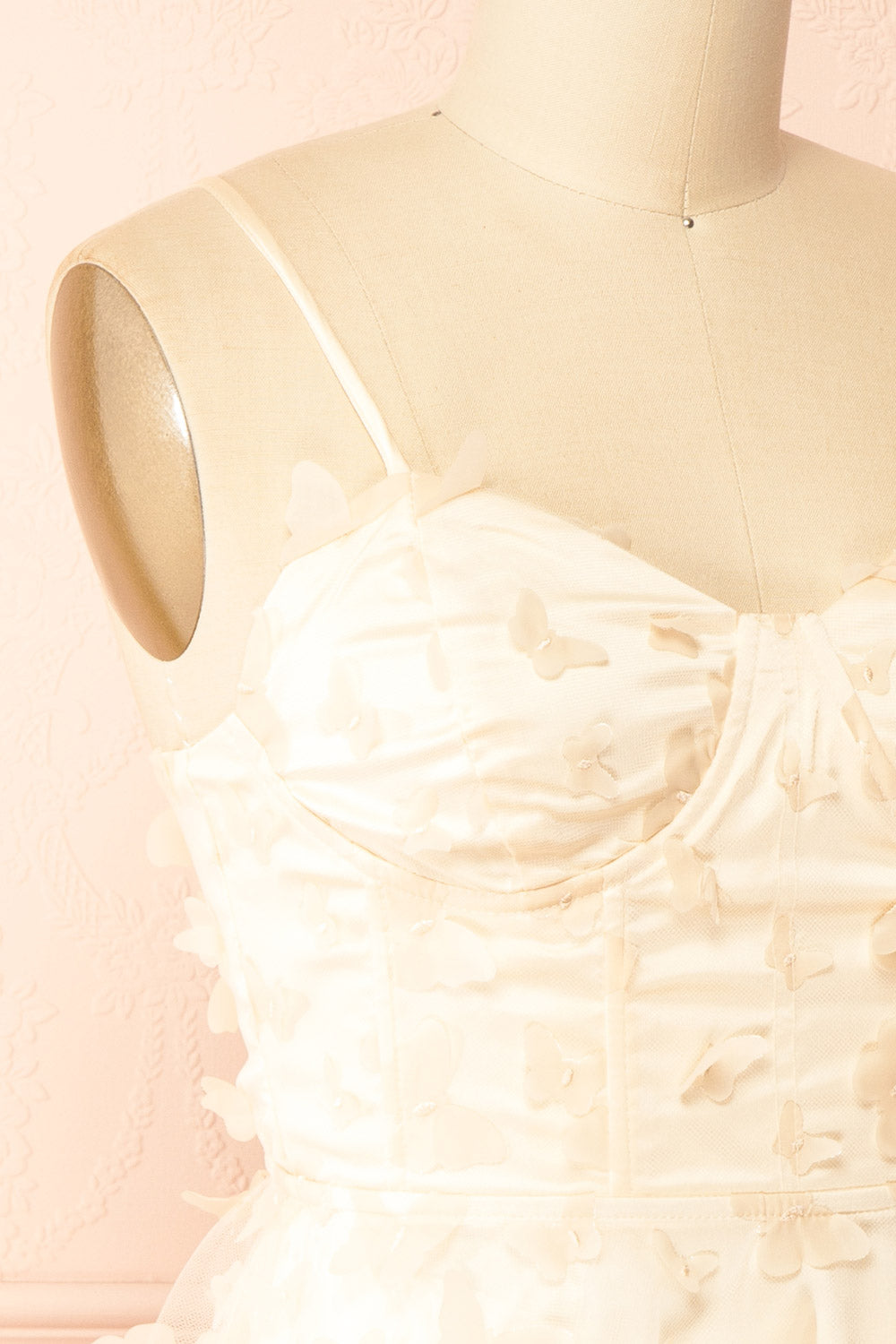 Faya Ivory | Short Corset Dress with Butterflies