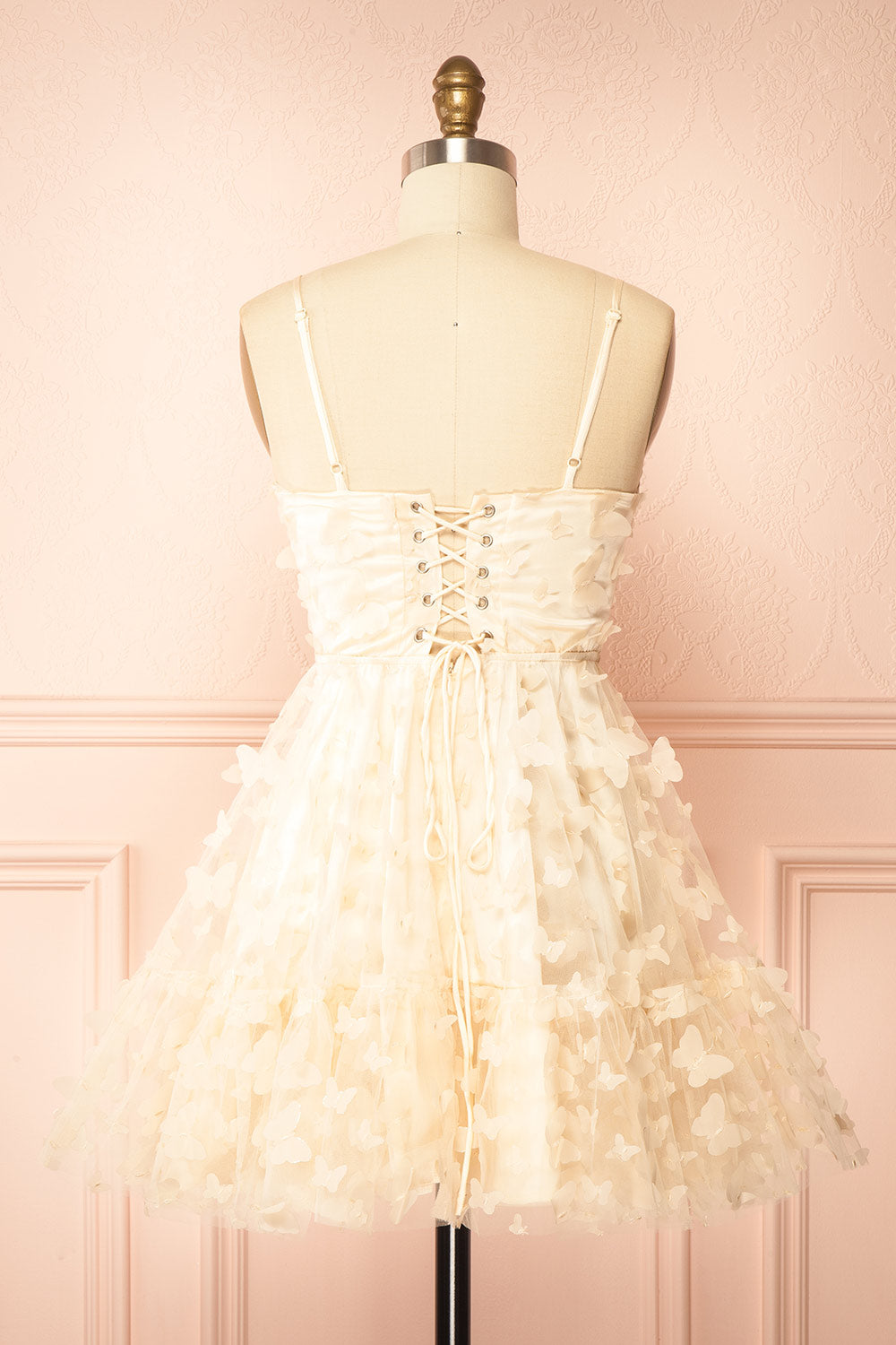 Faya Ivory | Short Corset Dress with Butterflies
