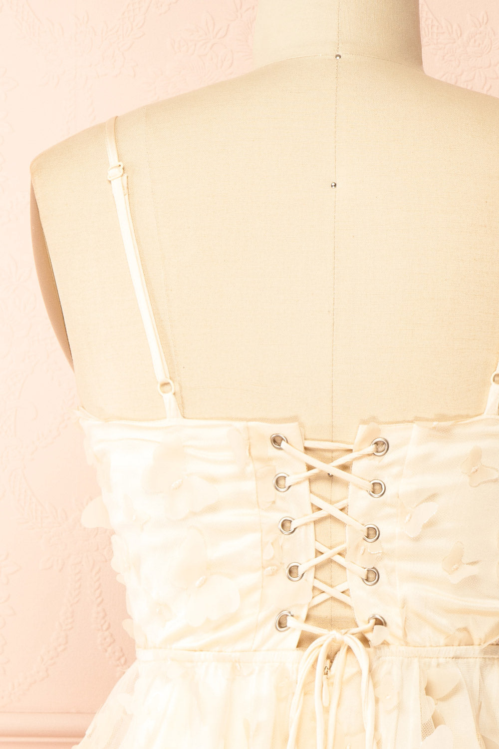Faya Ivory | Short Corset Dress with Butterflies