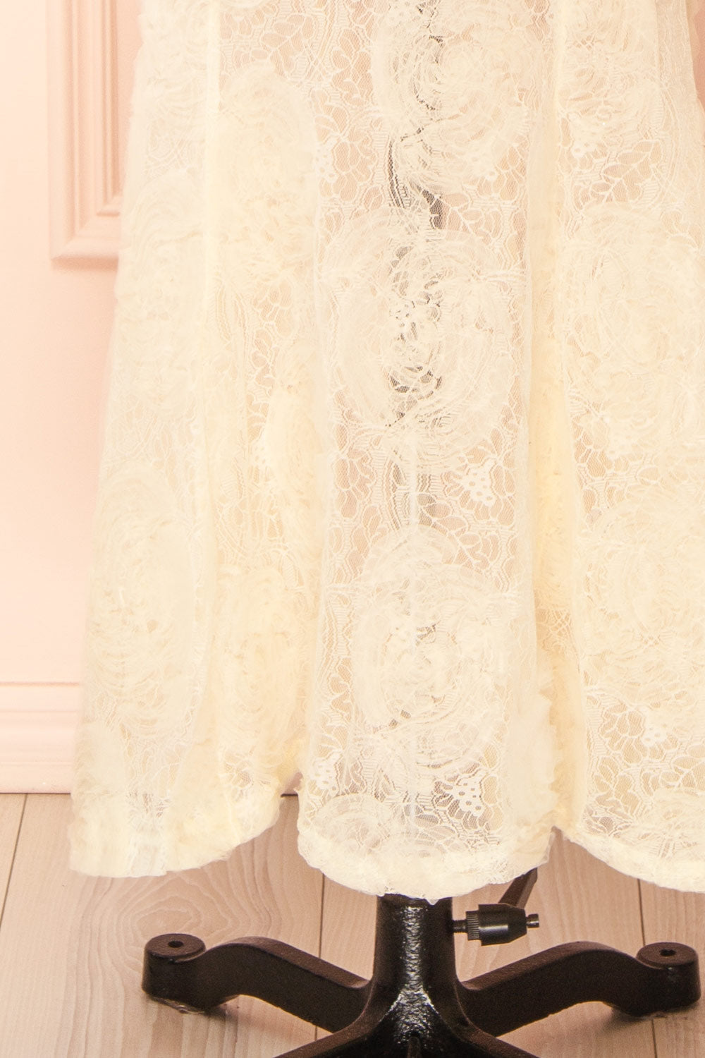Felicity | Cream Lace Mermaid Midi Dress with Pearls