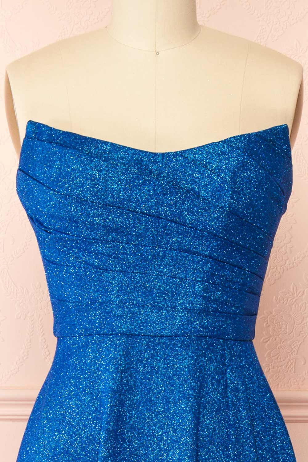 Fitzi Blue | Sparkly Strapless Maxi Dress with Pockets