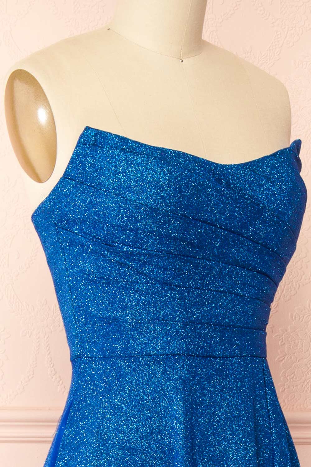 Fitzi Blue | Sparkly Strapless Maxi Dress with Pockets