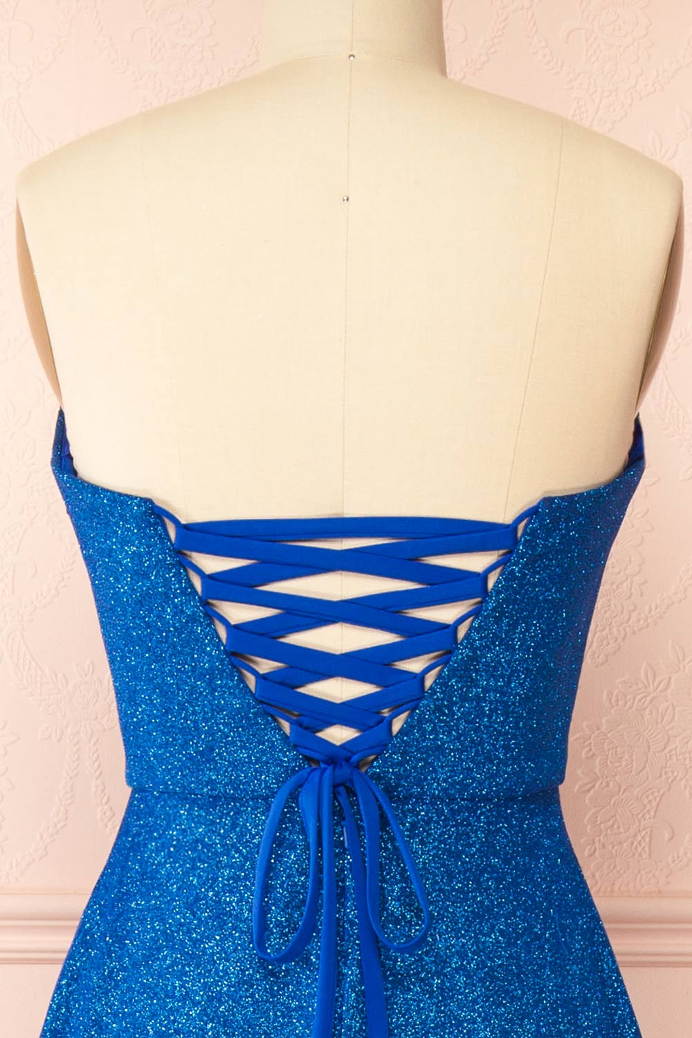 Fitzi Blue | Sparkly Strapless Maxi Dress with Pockets