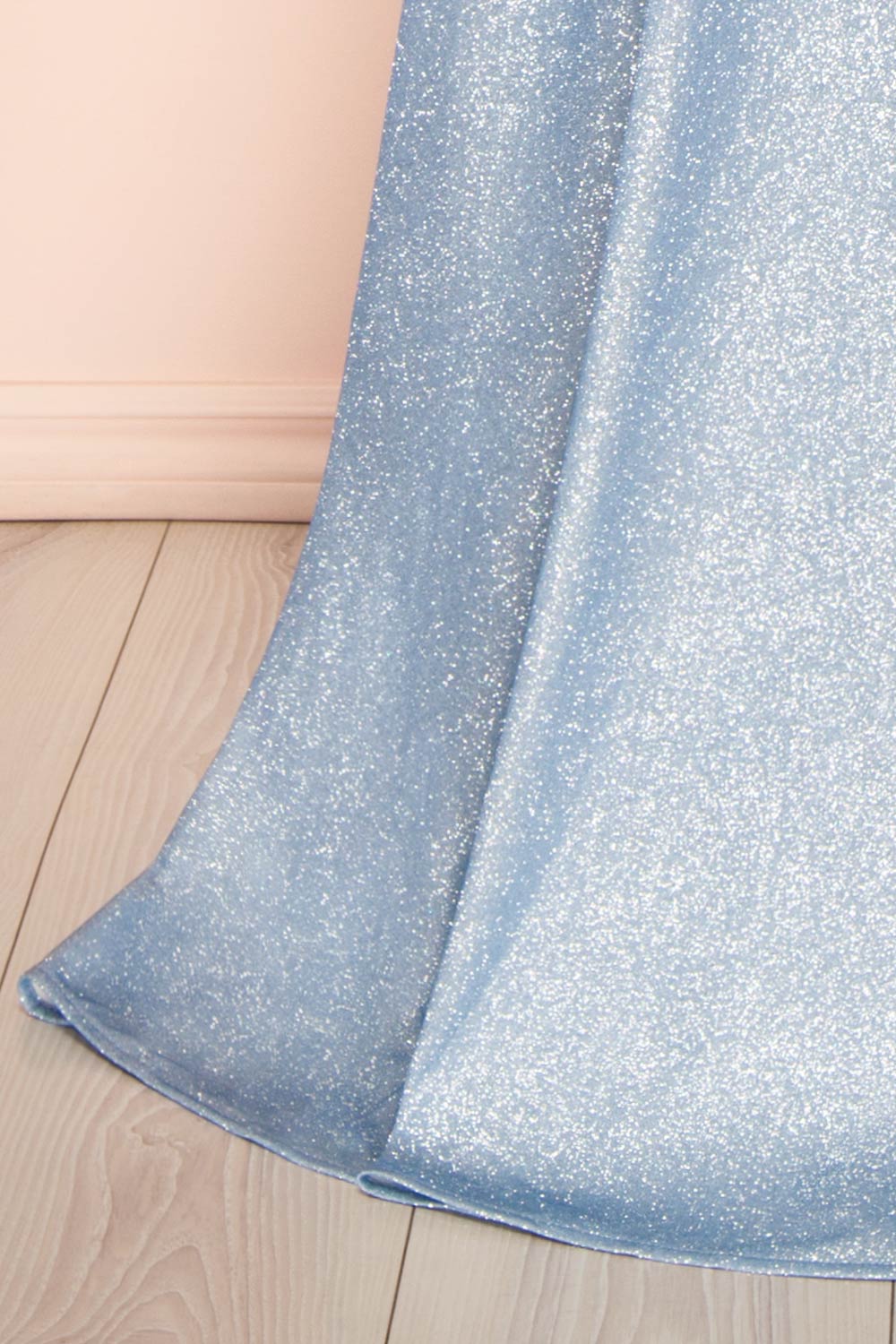 Fitzi Light Blue | Sparkly Strapless Maxi Dress with Pockets
