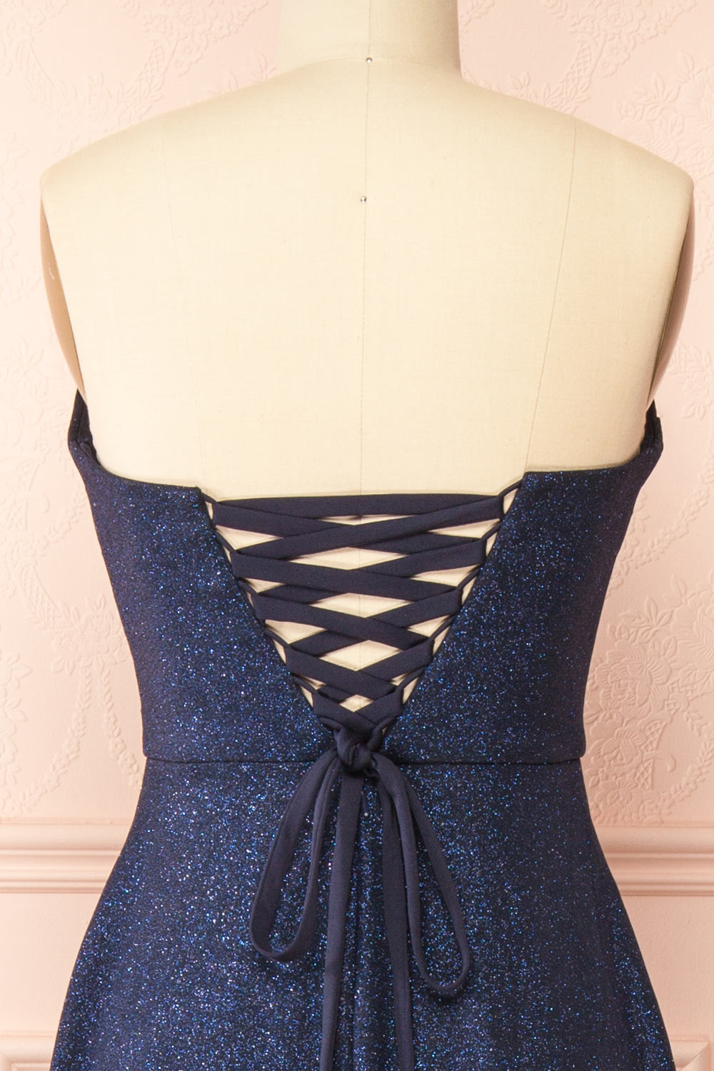Fitzi Navy | Sparkly Strapless Maxi Dress with Pockets
