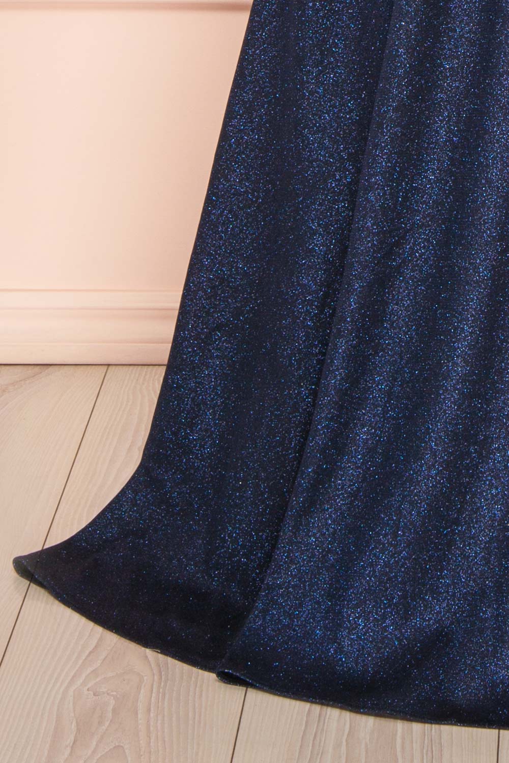 Fitzi Navy | Sparkly Strapless Maxi Dress with Pockets