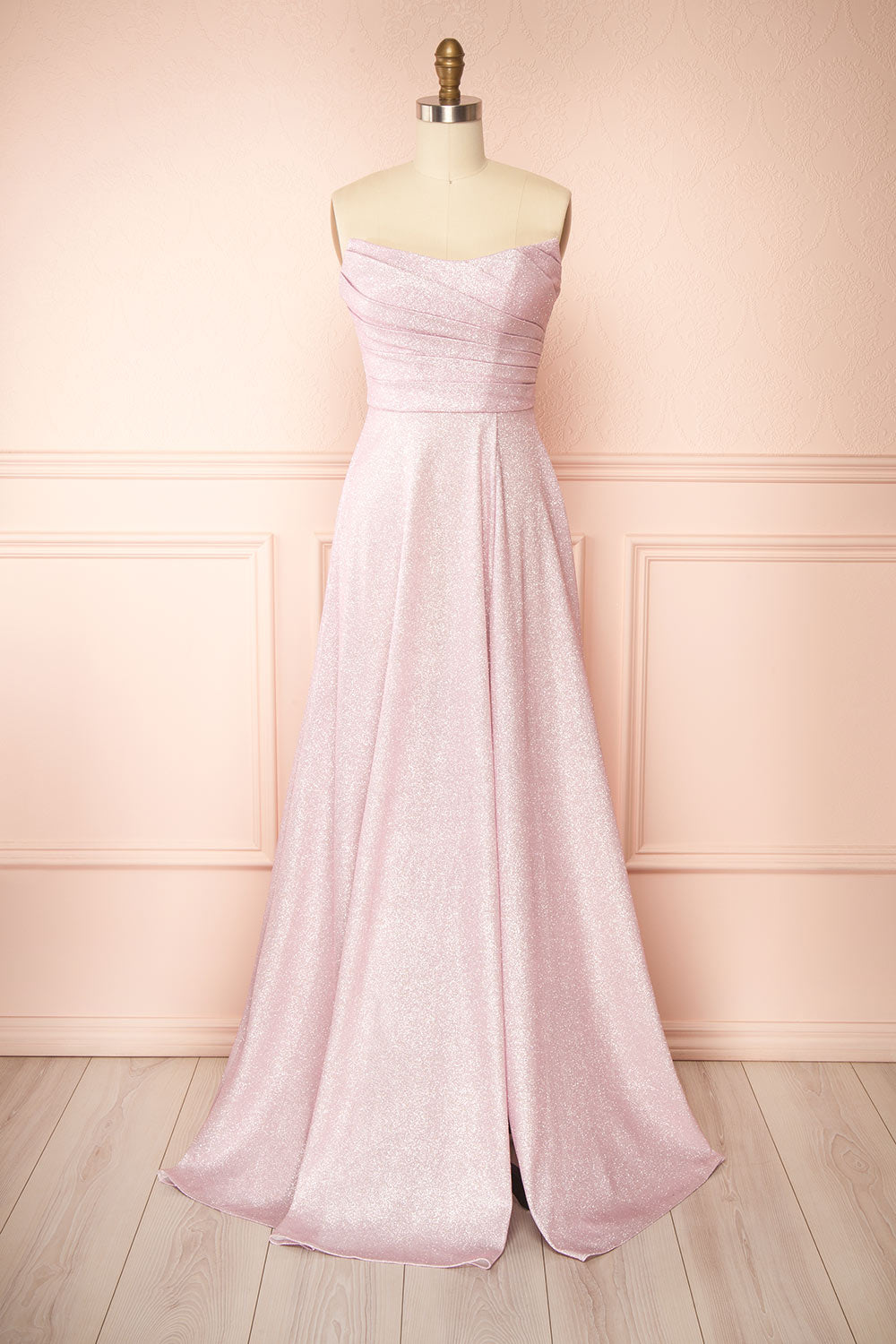 Fitzi Pink | Sparkly Strapless Maxi Dress with Pockets
