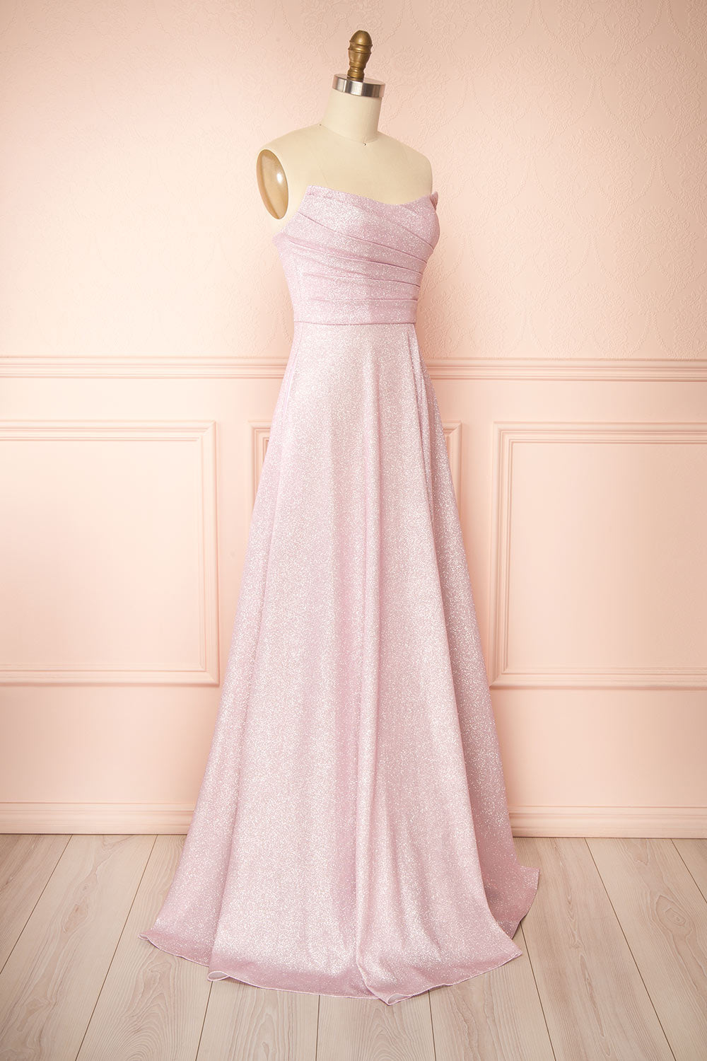 Fitzi Pink | Sparkly Strapless Maxi Dress with Pockets