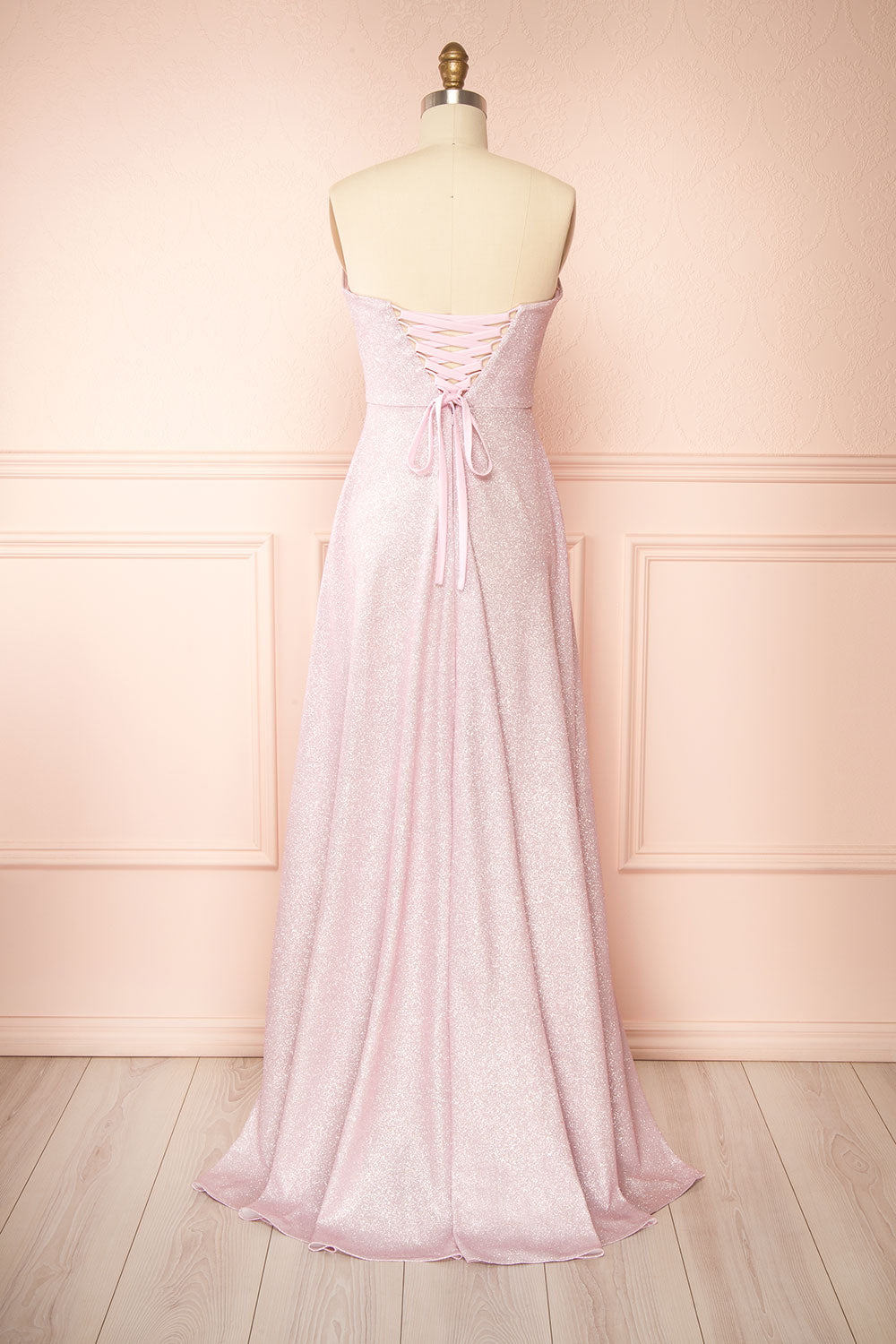 Fitzi Pink | Sparkly Strapless Maxi Dress with Pockets