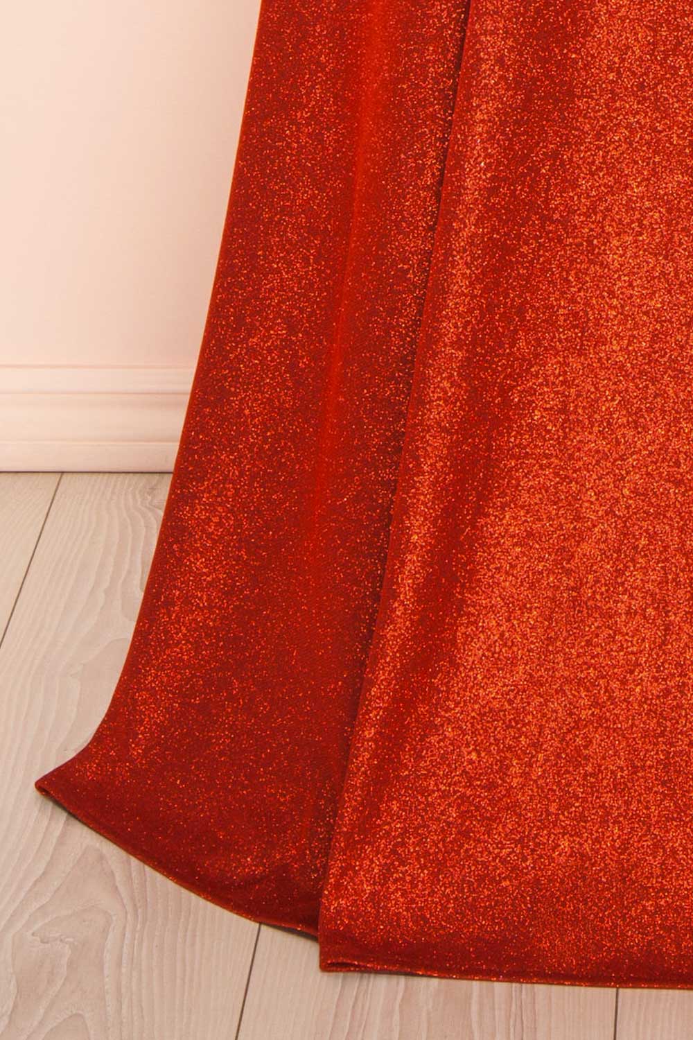 Fitzi Red | Sparkly Strapless Maxi Dress with Pockets