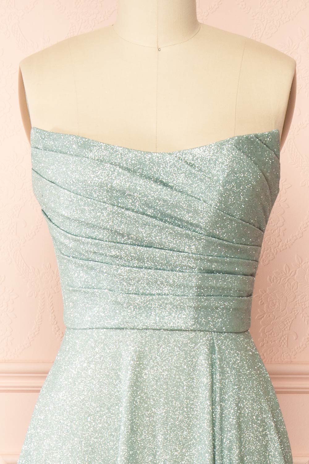Fitzi Sage | Sparkly Strapless Maxi Dress with Pockets