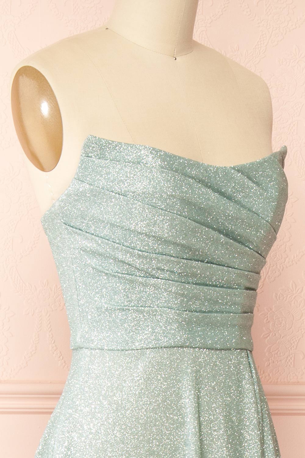 Fitzi Sage | Sparkly Strapless Maxi Dress with Pockets
