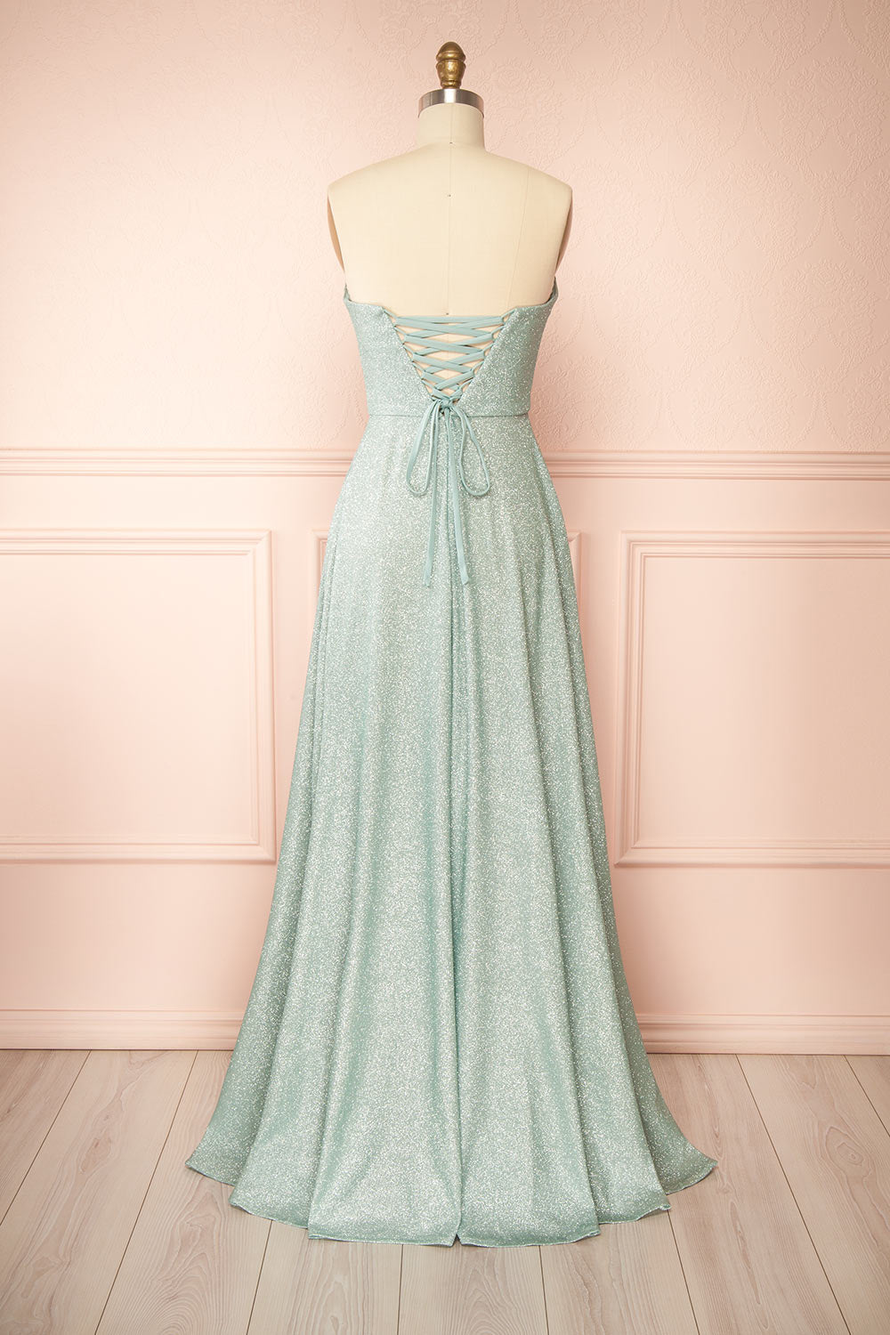 Fitzi Sage | Sparkly Strapless Maxi Dress with Pockets