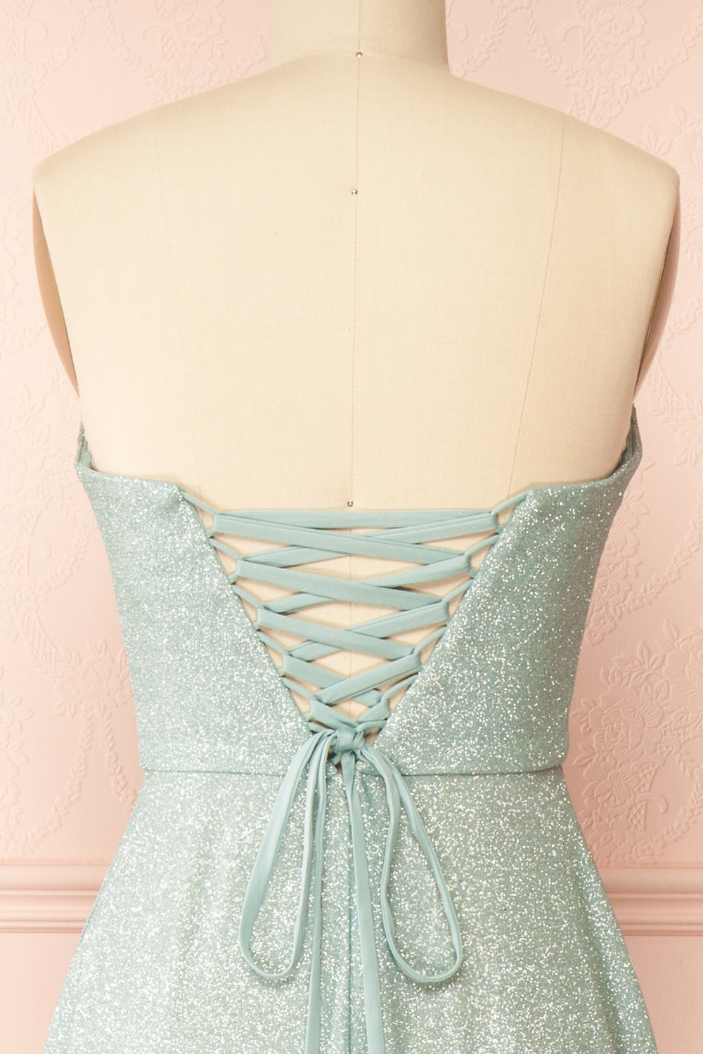 Fitzi Sage | Sparkly Strapless Maxi Dress with Pockets
