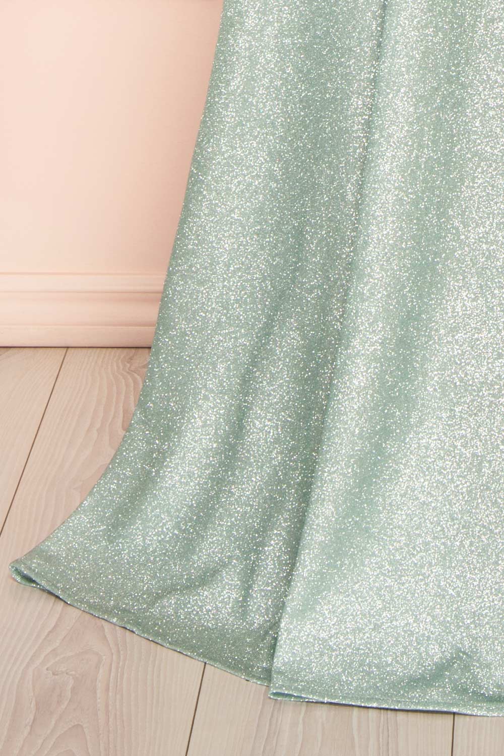 Fitzi Sage | Sparkly Strapless Maxi Dress with Pockets