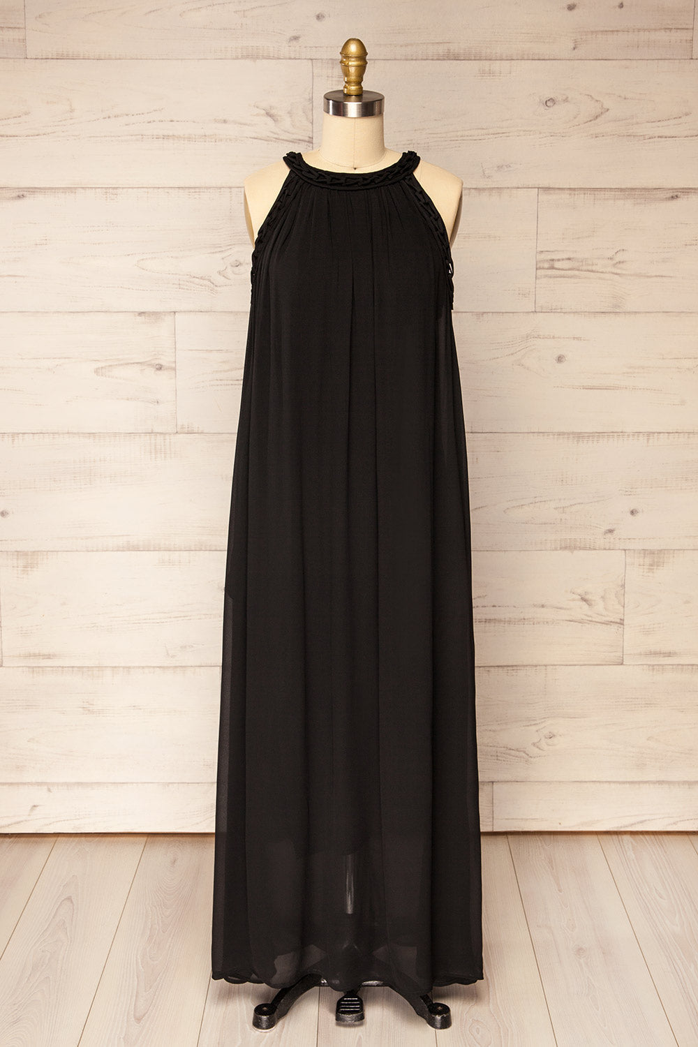 Forio | Black Maxi Halter Dress with Pockets