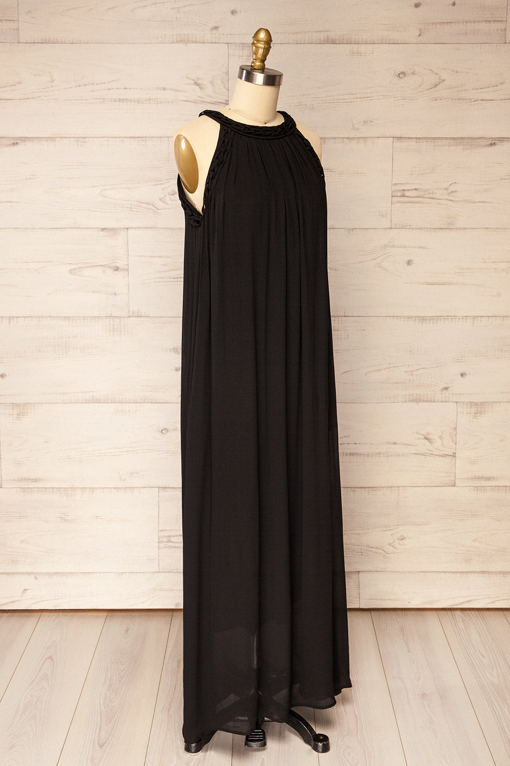 Forio | Black Maxi Halter Dress with Pockets
