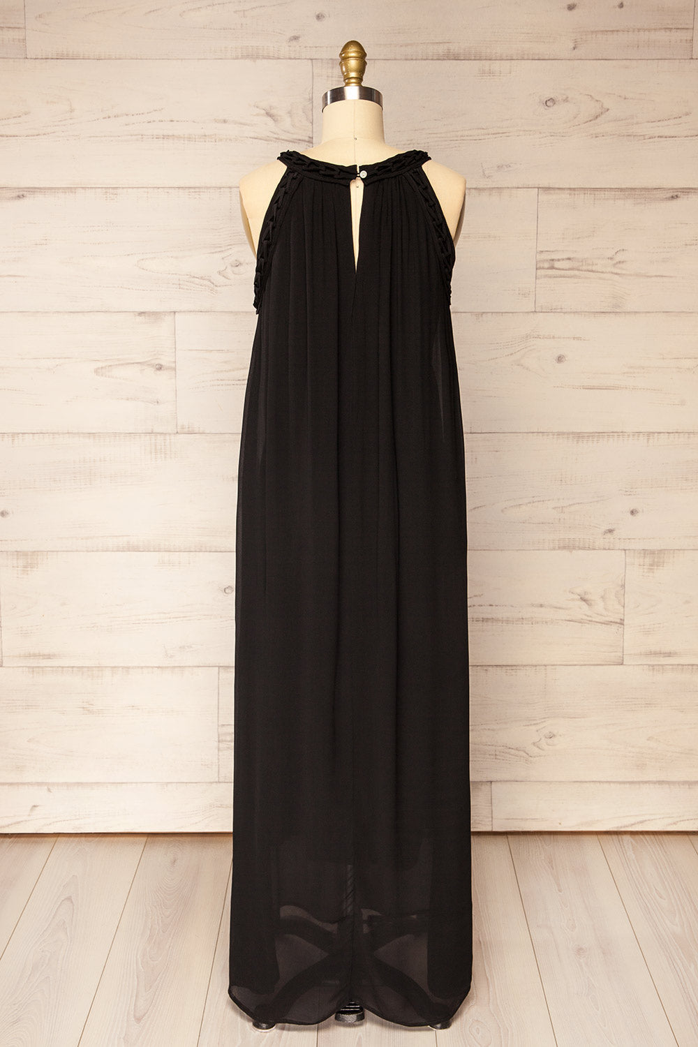 Forio | Black Maxi Halter Dress with Pockets