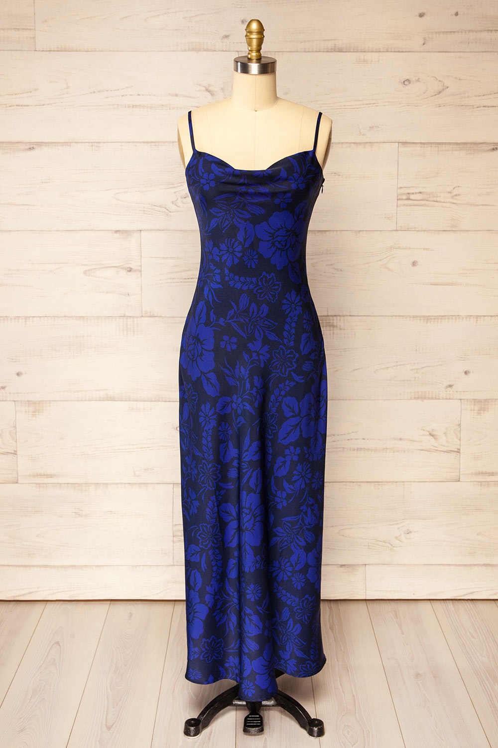 Gatlin | Long Floral Dress w/ Cowl Neck
