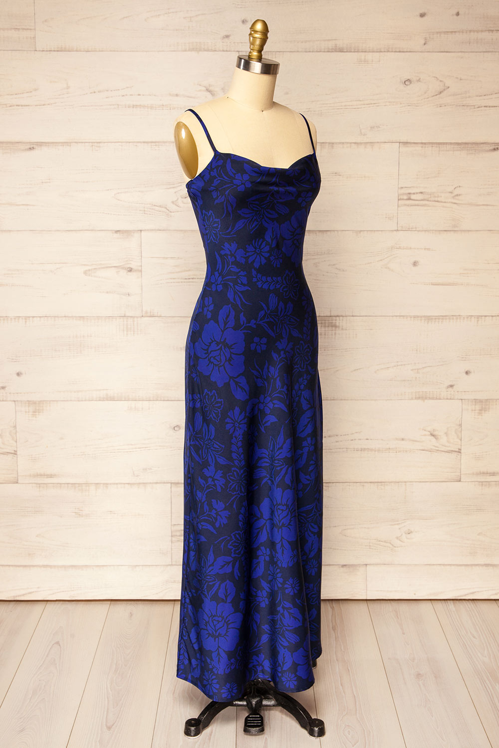 Gatlin | Long Floral Dress w/ Cowl Neck