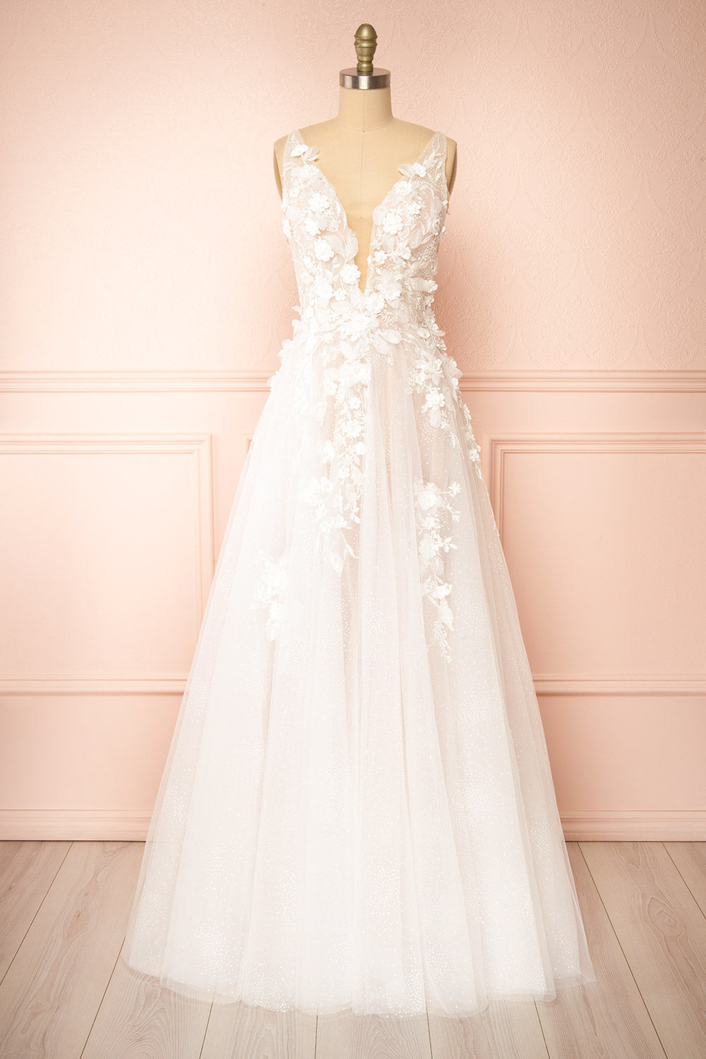 Geneva | A-line Tulle Wedding Gown with Removable Sleeves