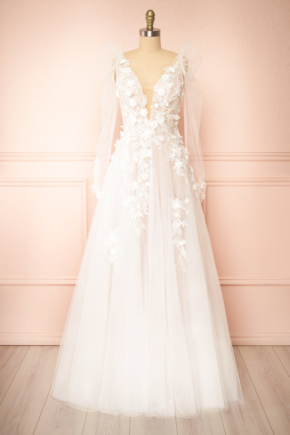 Geneva | A-line Tulle Wedding Gown with Removable Sleeves