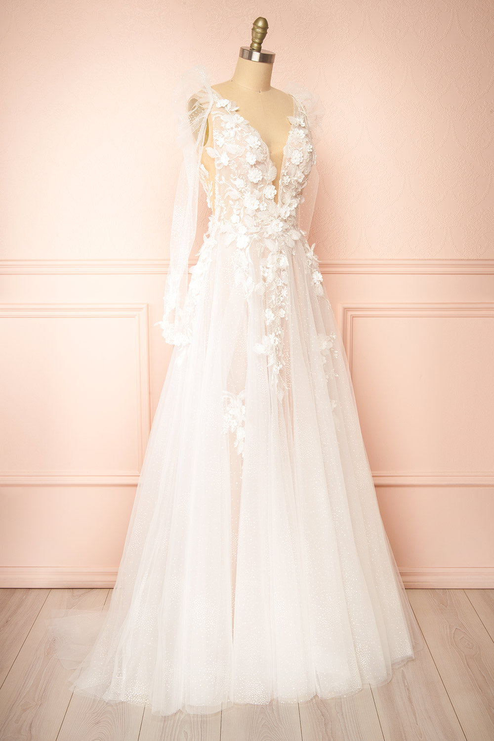Geneva | A-line Tulle Wedding Gown with Removable Sleeves