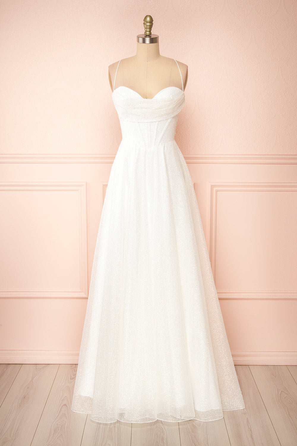 Genevieve | Sparkly Cowl Neck Wedding Dress