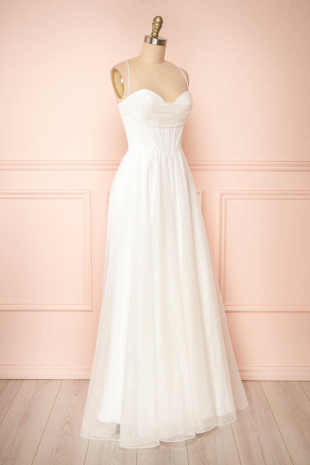 Genevieve | Sparkly Cowl Neck Wedding Dress