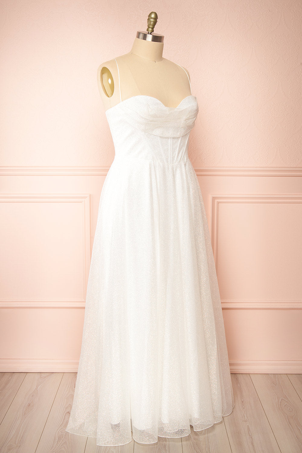 Genevieve | Sparkly Cowl Neck Wedding Dress