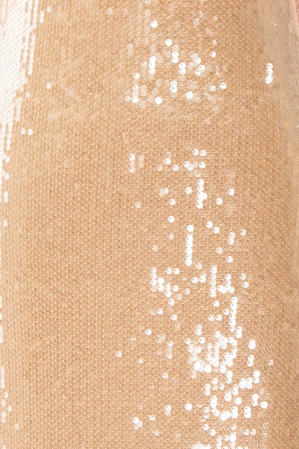 Georgiana | Beige Sequin Midi Dress with Delicate Straps