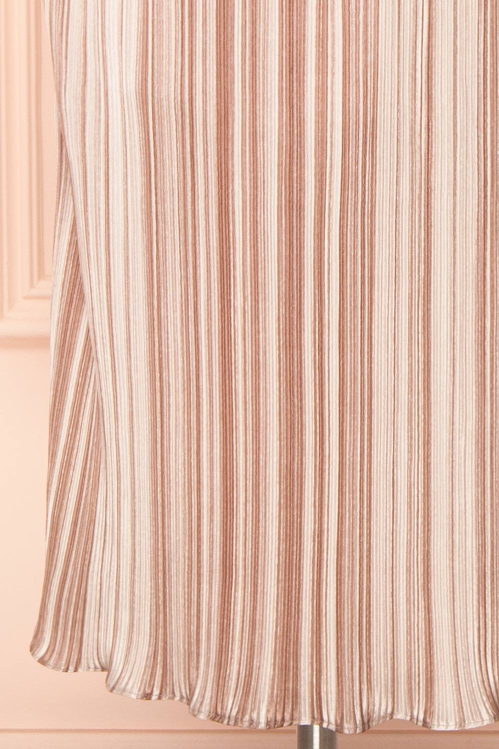 Gloriane | Pleated Beige Multi-Tone Dress w/ Slit